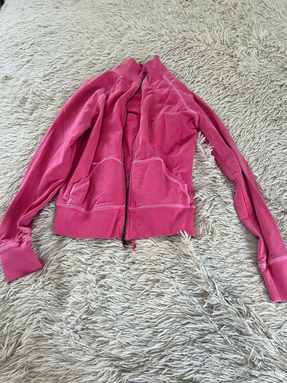 GAP Women's Hot Pink Zip-Up Teddy Jacket